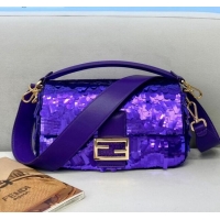 Spot Bulk Fendi Baguette Sequins Medium Bag FD0408 Purple 2021