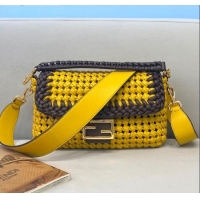 Unique Style Unique Style Fendi Baguette Medium Bag in FD0416 Yellow Interlace Leather 2021