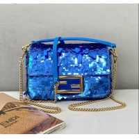 Good Product Fendi Baguette Sequins Mini Bag FD0420 Blue 2021