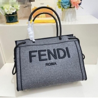 Elegant Fendi Flannel Large Roma Shopper Tote Bag FD1906 Grey 2021