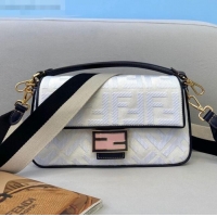 Trendy Design Fendi Baguette Medium FF Canvas Bag FD1909 White 2021