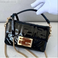 Top Grade Fendi Baguette Mini Bag in FD2004 Black Patent Leather 2021