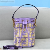 Fendi Raffia Mon Tresor Mini Bucket Bag FD2006 Purple 2021