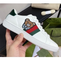 Low Price Gucci Ace Sneakers in Bear Leather 1033011 White