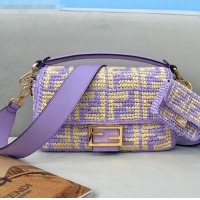 Promotional Fendi Raffia Baguette Medium Bag FD2010 Purple 2021