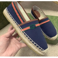 Top Quality Gucci Epilogue Canvas Web Espadrilles 331107 Navy Blue 2021