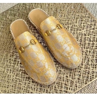 Low Price Gucci Jordaan GG Leather Espadrille Mules Gold 2021