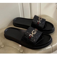 Well Crafted Gucci Men's Zumi GG Leather Slide Sandals 040883 Black 2021