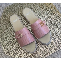 Well Crafted Fendi Crocodile Pattern Leather Promenade Espadrille Slides Sandals 012717 Pink 2021