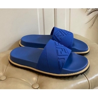 Best Design Fendi FENDI Embossed Flat Slide Sandals 0308104 Blue