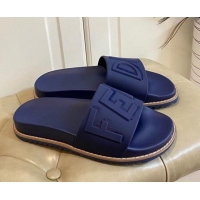 Low Price Fendi FENDI Flat Slide Sandals 0308104 Blue