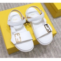 Top Design Fendi Flat Sandals 033193 White 2021