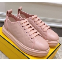 Pretty Style Fendi Rise FF Leather Sneakers 033195 Pink