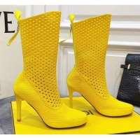 Popular Style Fendi Reflections Woven Lace Ankle Boots 040117 Yellow 2021