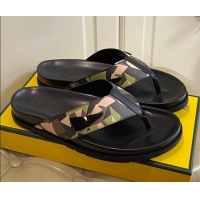 Super Quality Fendi Men's Famouflage Flat Thong Sandals 040854 2021