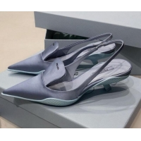 Low Price Prada Silk Slingback Pumps 3cm 030608 Light Blue 2021