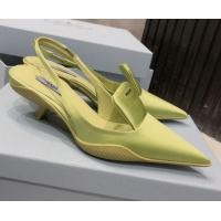 Super Quality Prada Silk Slingback Pumps 3cm 030608 Yellow 2021