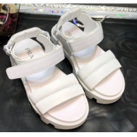 Low Cost Prada Monolith Silk Platform Strap Sandals 032939 White 2021