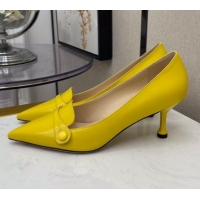 Top Design Prada Shiny Calfskin Pumps 6.5cm 040710 Yellow 2021