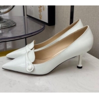 Luxury Cheap Prada Shiny Calfskin Pumps 6.5cm 040710 White 2021