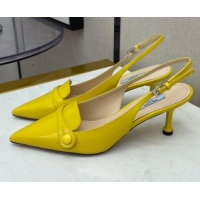 Good Taste Prada Shiny Calfskin Slingback Pumps 040713 Yellow 2021