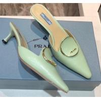 Shop Prada Calfskin Heel Mules 5.5cm 040746 Green 2021