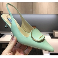 Perfect Prada Calfskin Slingback Pumps 5.5cm 040747 Green 2021