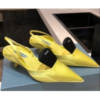 Good Quality Prada Silk Slingback Pumps 3cm 042795 Yellow 2021