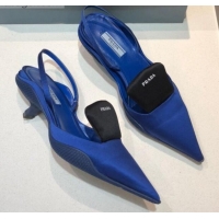 Best Product Prada Silk Slingback Pumps 3cm 042795 Royal Blue 2021