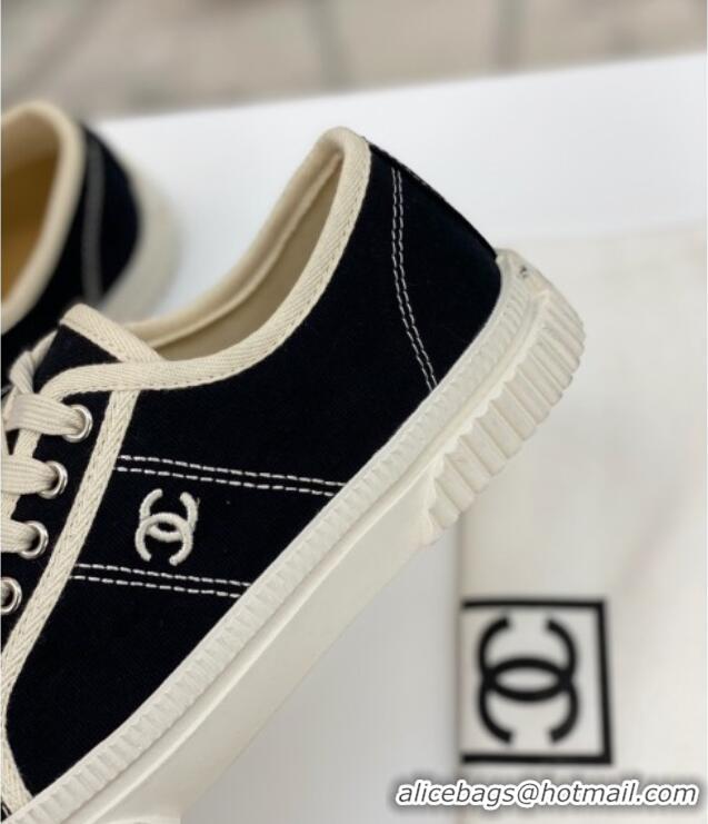 Top Quality Chanel Vintage Canvas Low-top Sneakers 21012501 Black