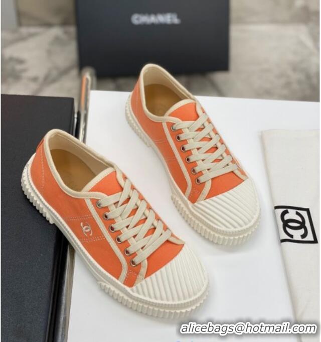 Good Product Chanel Vintage Canvas Low-top Sneakers 21012501 Orange