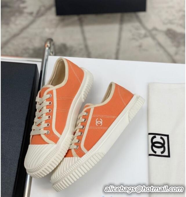 Good Product Chanel Vintage Canvas Low-top Sneakers 21012501 Orange