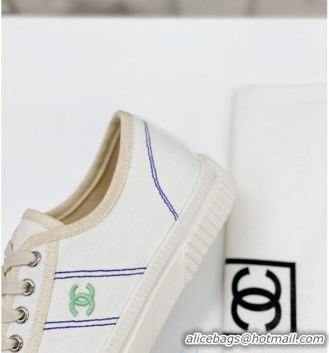 Reasonable Price Chanel Vintage Canvas Low-top Sneakers 21012501 White