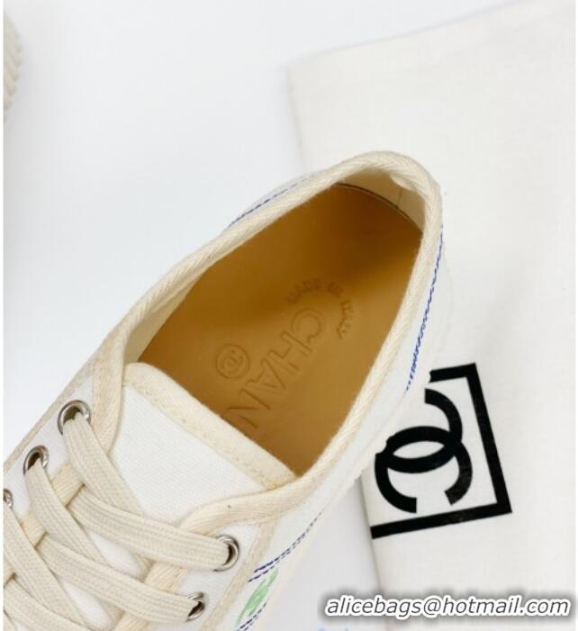 Reasonable Price Chanel Vintage Canvas Low-top Sneakers 21012501 White