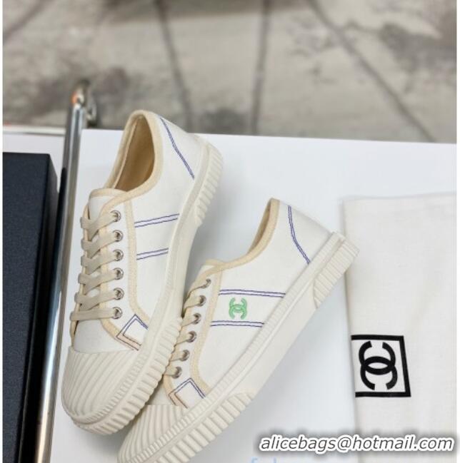 Reasonable Price Chanel Vintage Canvas Low-top Sneakers 21012501 White