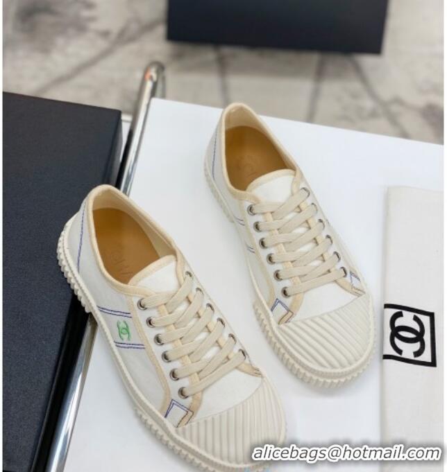 Reasonable Price Chanel Vintage Canvas Low-top Sneakers 21012501 White