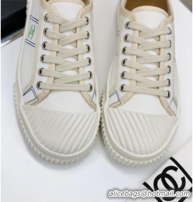 Reasonable Price Chanel Vintage Canvas Low-top Sneakers 21012501 White