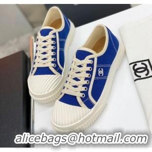 Best Design Chanel Vintage Canvas Low-top Sneakers 21012501 Blue