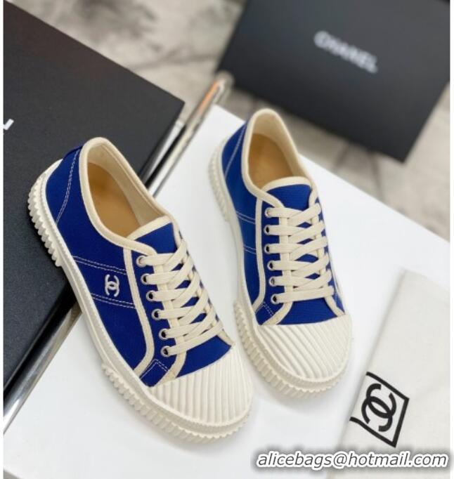 Best Design Chanel Vintage Canvas Low-top Sneakers 21012501 Blue