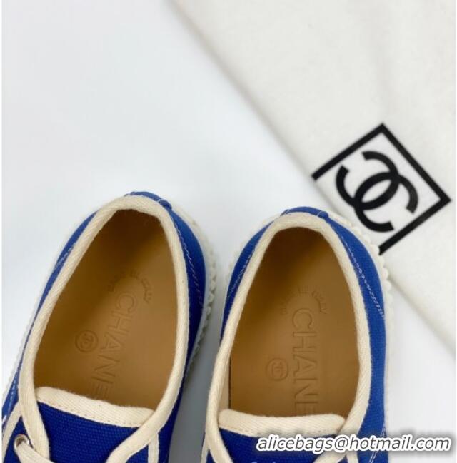 Best Design Chanel Vintage Canvas Low-top Sneakers 21012501 Blue