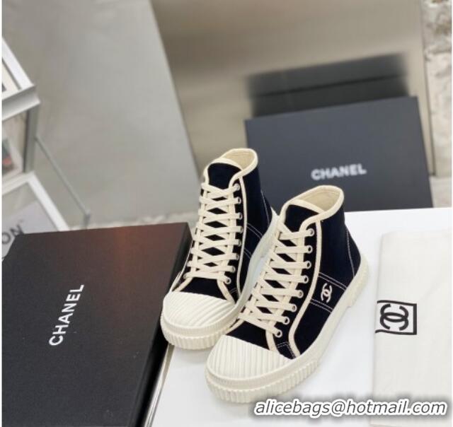 Best Price Chanel Vintage Canvas High-top Sneakers 21012501 Black 2021