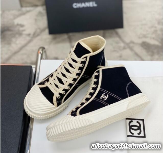 Best Price Chanel Vintage Canvas High-top Sneakers 21012501 Black 2021