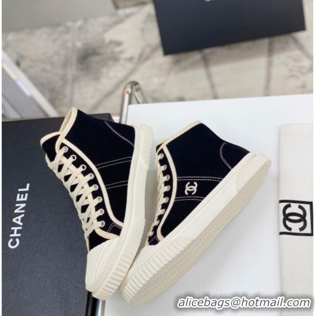 Best Price Chanel Vintage Canvas High-top Sneakers 21012501 Black 2021