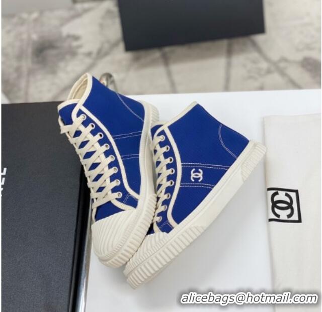 Top Quality Chanel Vintage Canvas High-top Sneakers 21012501 Blue 2021