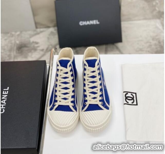 Top Quality Chanel Vintage Canvas High-top Sneakers 21012501 Blue 2021