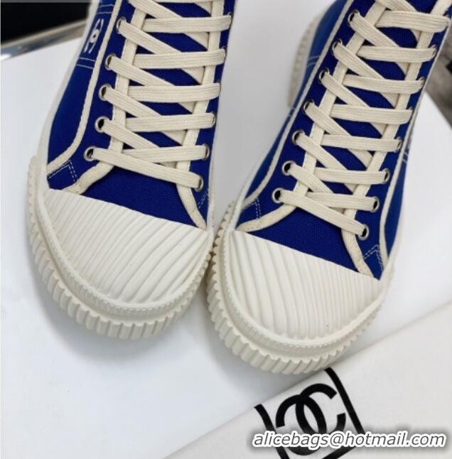 Top Quality Chanel Vintage Canvas High-top Sneakers 21012501 Blue 2021