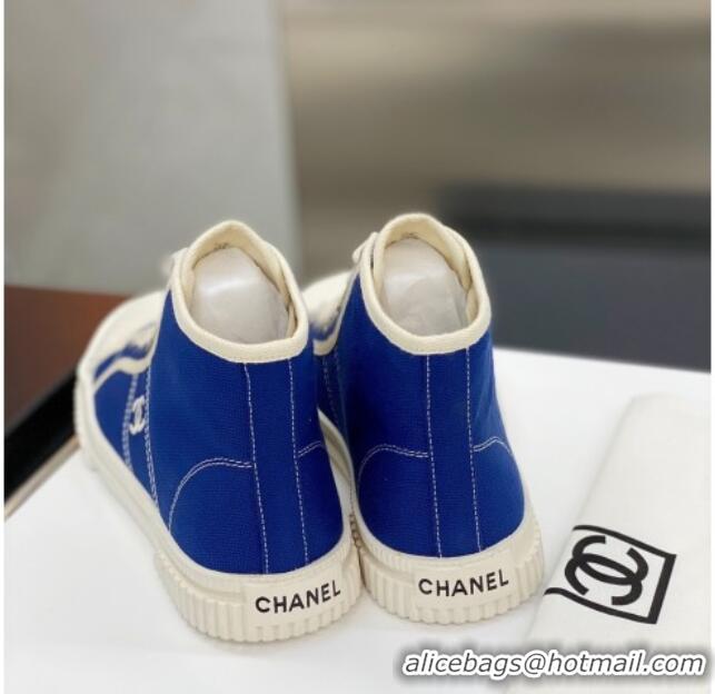 Top Quality Chanel Vintage Canvas High-top Sneakers 21012501 Blue 2021