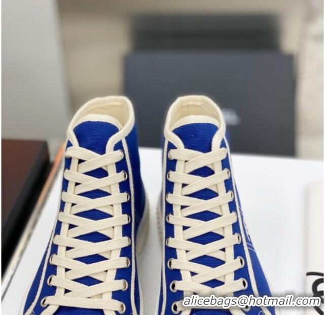 Top Quality Chanel Vintage Canvas High-top Sneakers 21012501 Blue 2021