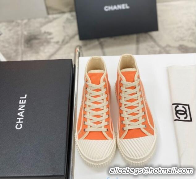 Best Luxury Chanel Vintage Canvas High-top Sneakers 21012501 Orange 2021