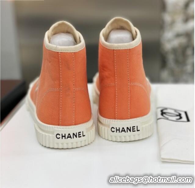 Best Luxury Chanel Vintage Canvas High-top Sneakers 21012501 Orange 2021